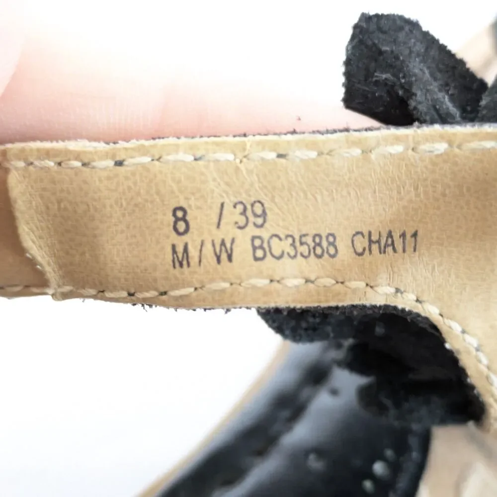 B.O.C. Born Concepts 8M Black Leather Slingback Flat Thong Sandals Flower Flats - Picture 10 of 15